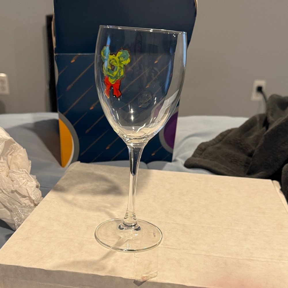 6 Mickey Mouse Christmas Colorful Painted Wine Glass